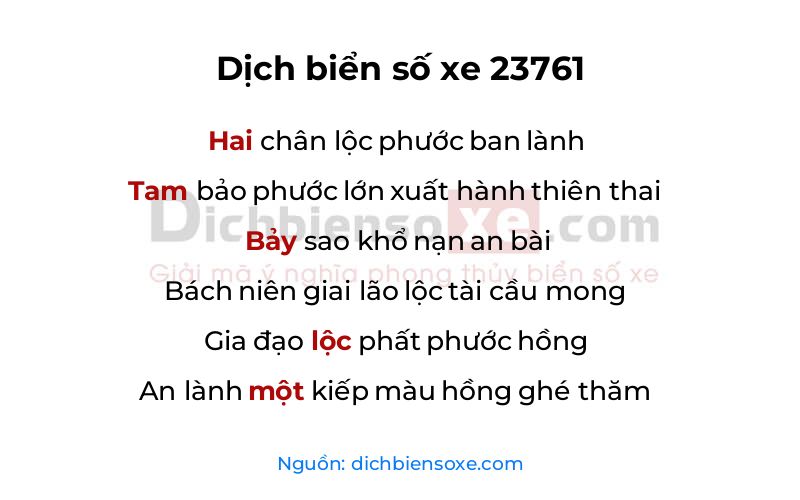 Dịch thơ biển số 23761