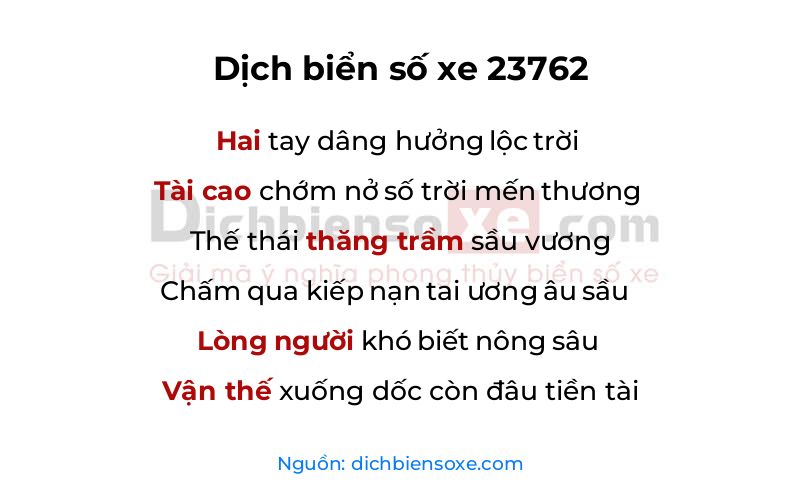 Dịch thơ biển số 23762