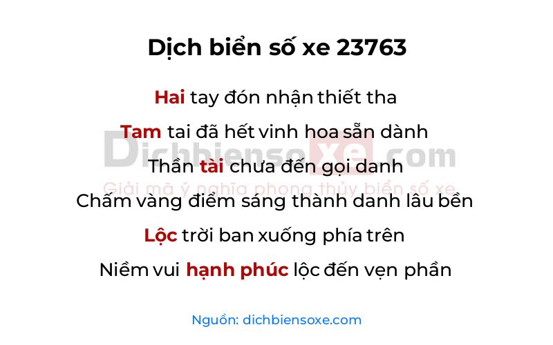 Dịch thơ biển số 23763