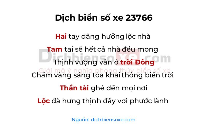 Dịch thơ biển số 23766