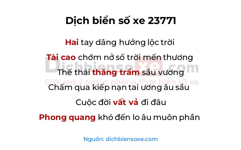 Dịch thơ biển số 23771