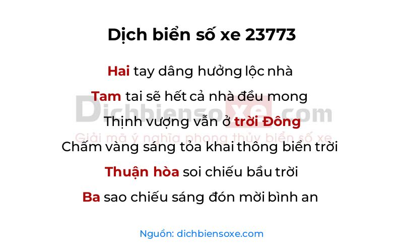 Dịch thơ biển số 23773