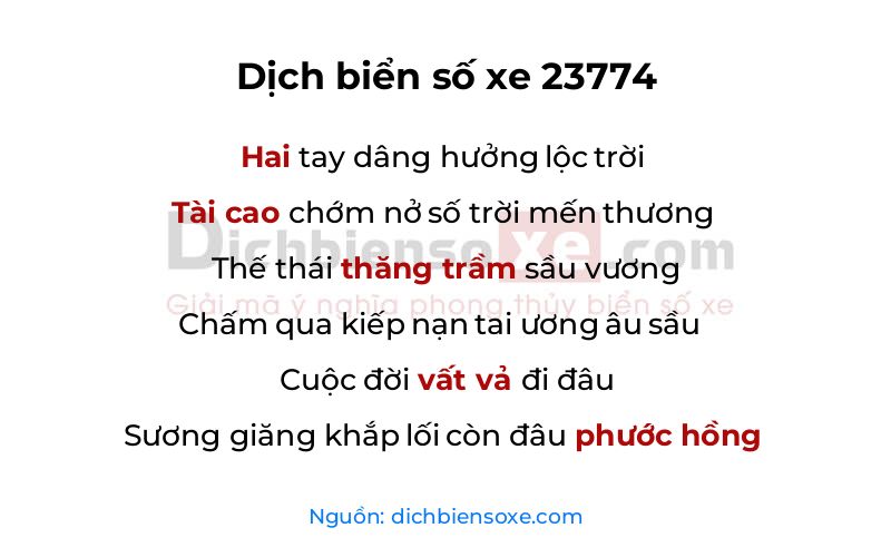 Dịch thơ biển số 23774
