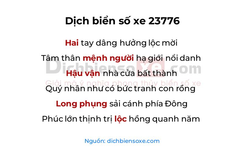 Dịch thơ biển số 23776