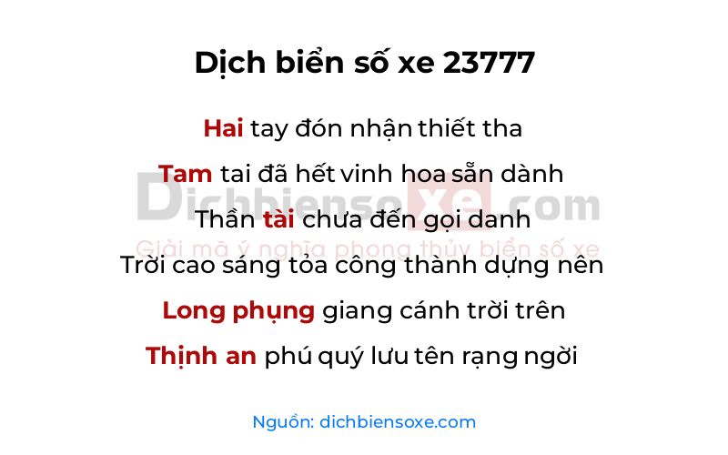 Dịch thơ biển số 23777