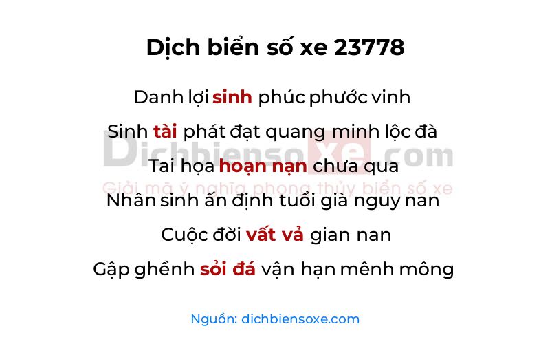 Dịch thơ biển số 23778