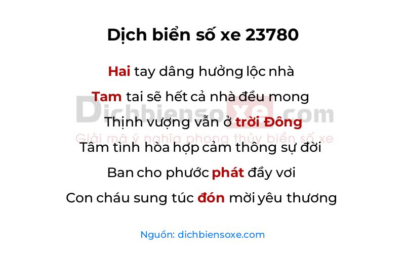 Dịch thơ biển số 23780
