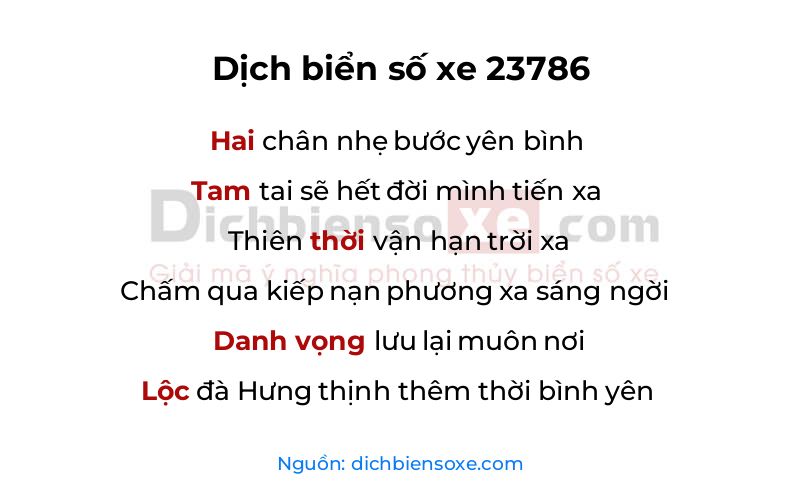 Dịch thơ biển số 23786