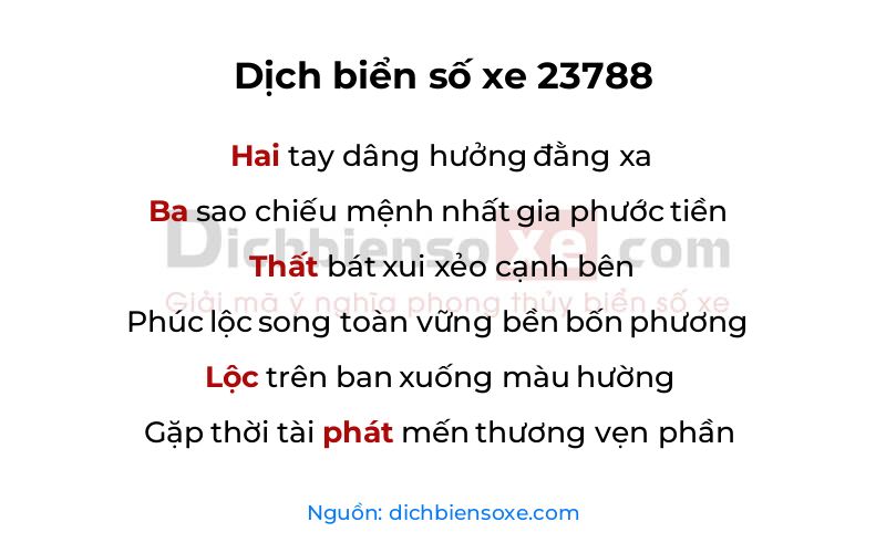 Dịch thơ biển số 23788