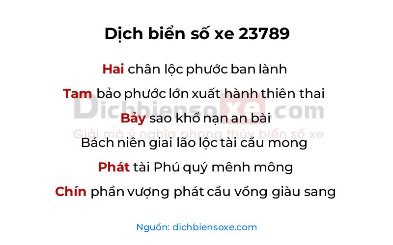 Dịch thơ biển số 23789