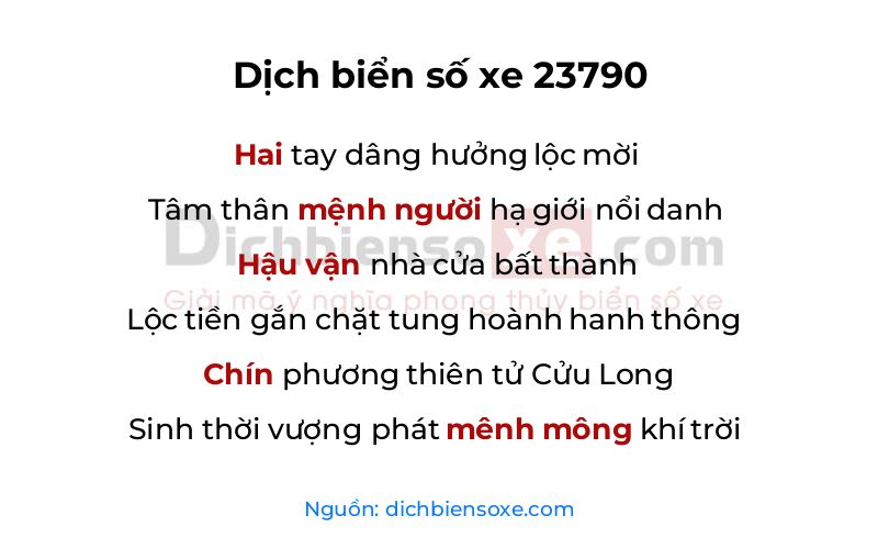 Dịch thơ biển số 23790