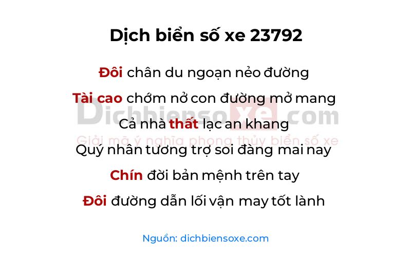 Dịch thơ biển số 23792