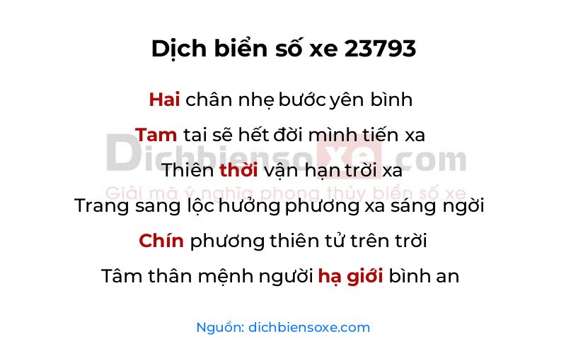 Dịch thơ biển số 23793