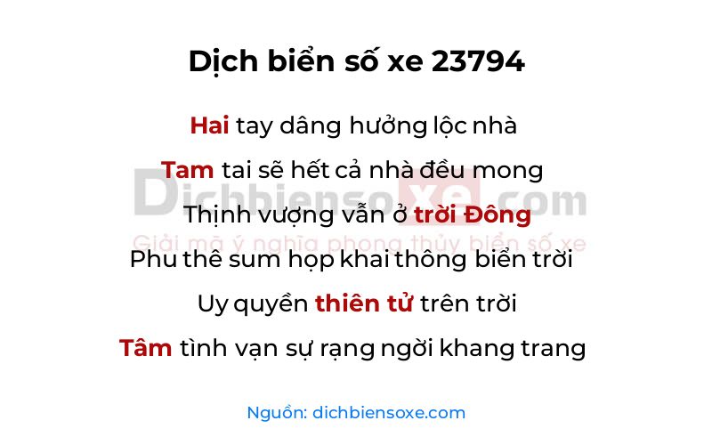 Dịch thơ biển số 23794