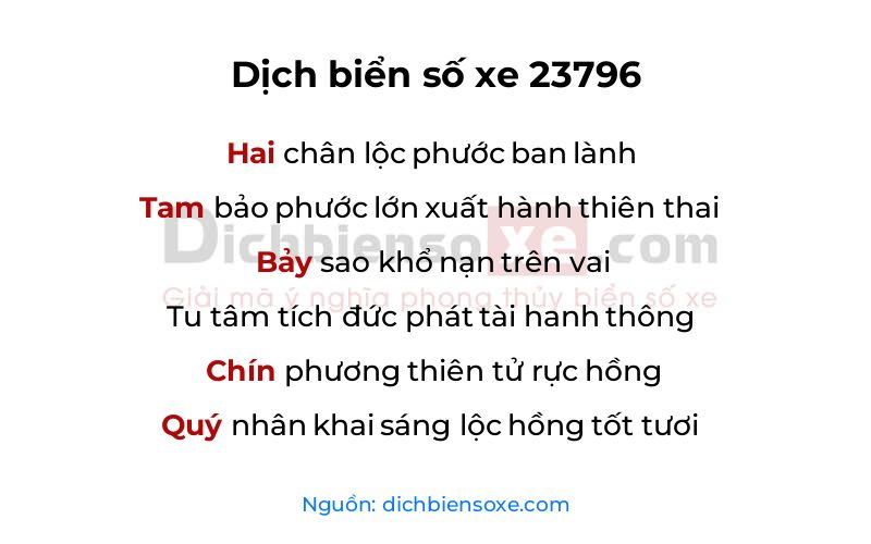 Dịch thơ biển số 23796