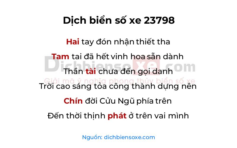 Dịch thơ biển số 23798