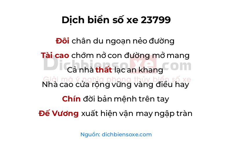 Dịch thơ biển số 23799