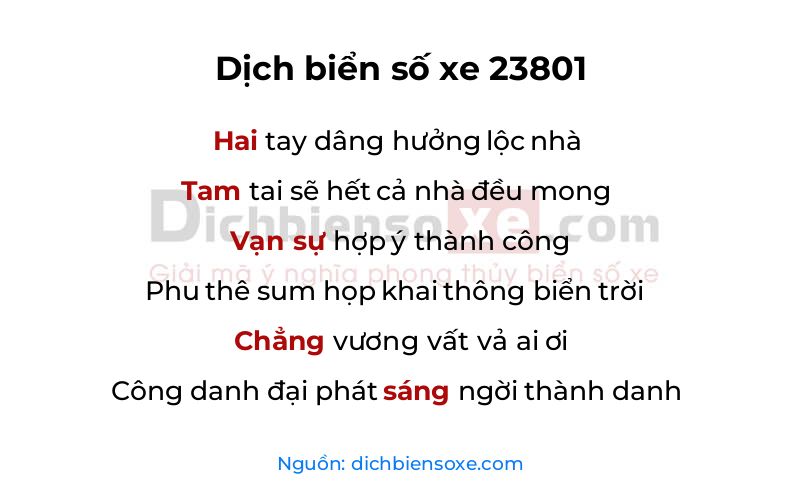 Dịch thơ biển số 23801