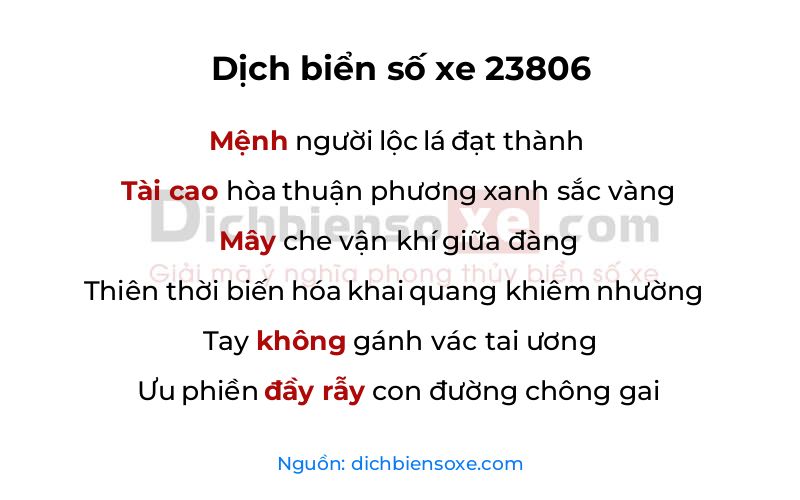 Dịch thơ biển số 23806