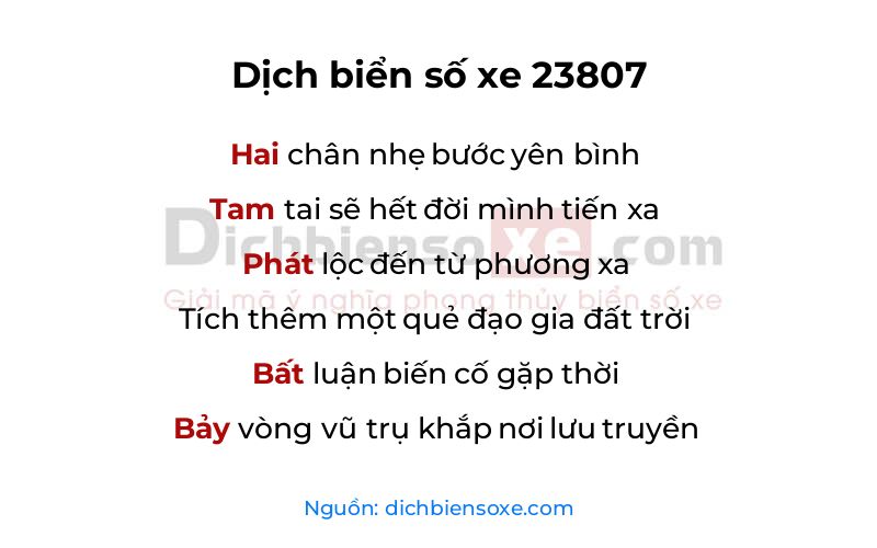 Dịch thơ biển số 23807