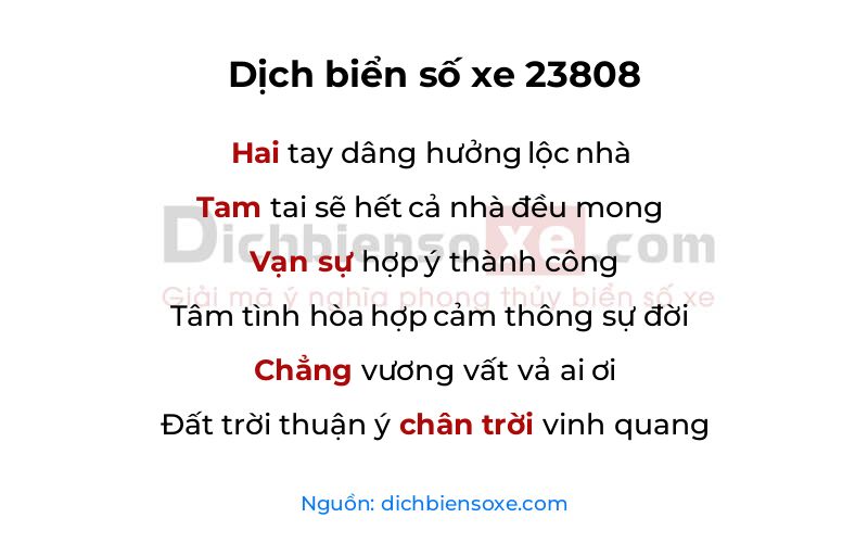 Dịch thơ biển số 23808