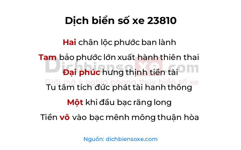 Dịch thơ biển số 23810