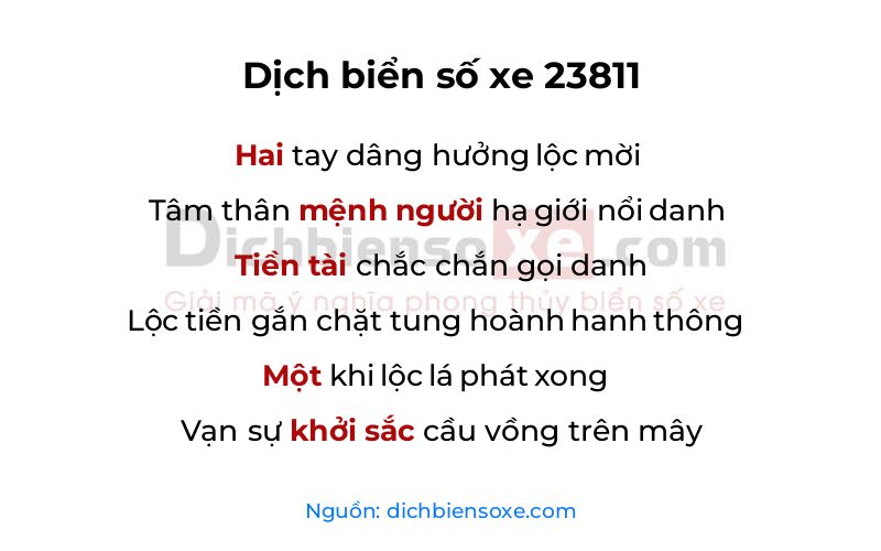 Dịch thơ biển số 23811