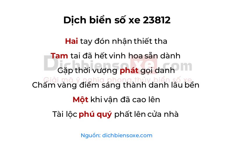 Dịch thơ biển số 23812
