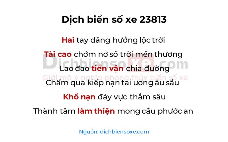 Dịch thơ biển số 23813