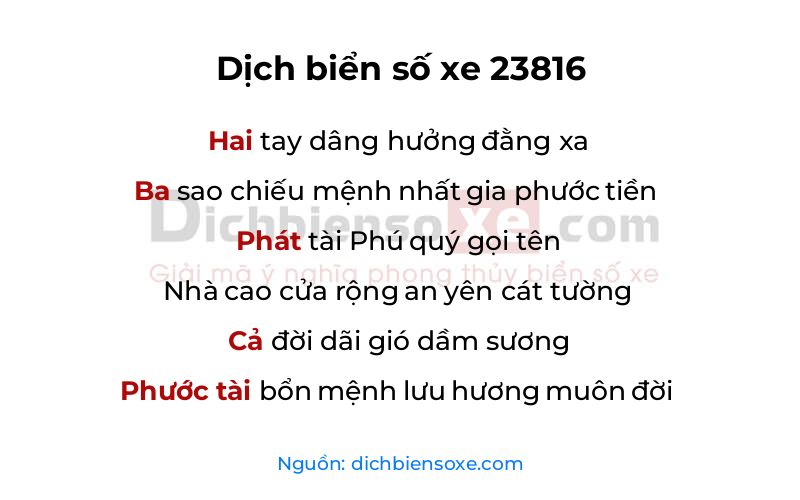 Dịch thơ biển số 23816