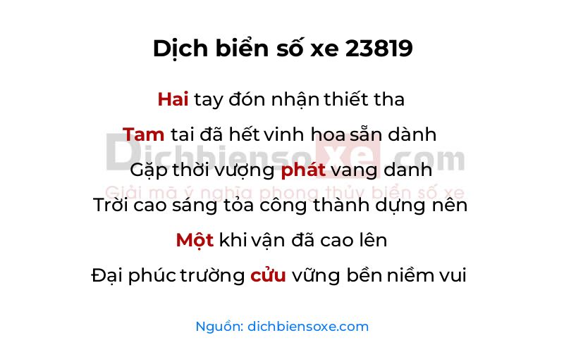 Dịch thơ biển số 23819