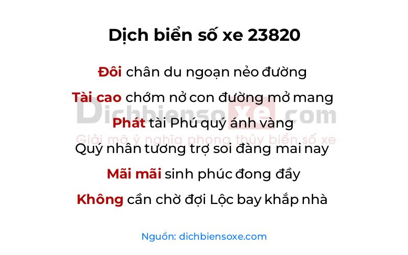 Dịch thơ biển số 23820