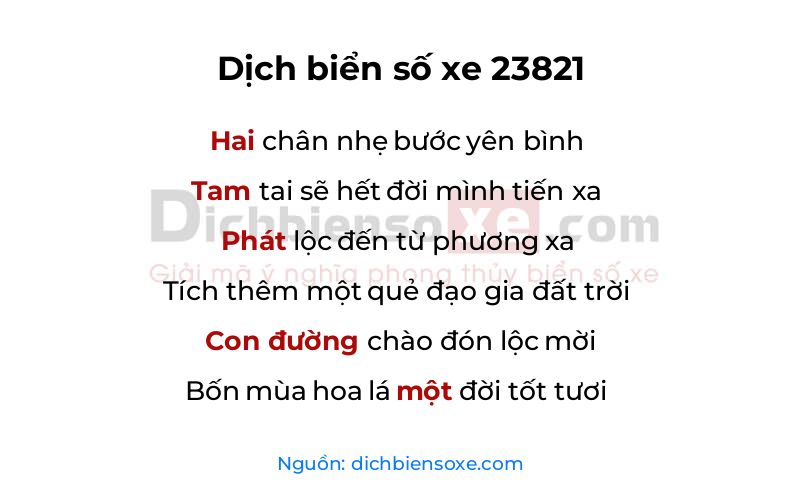 Dịch thơ biển số 23821