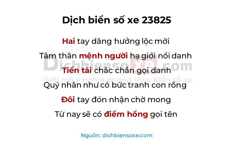 Dịch thơ biển số 23825