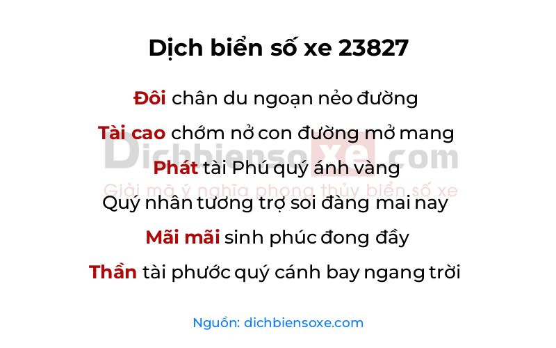 Dịch thơ biển số 23827