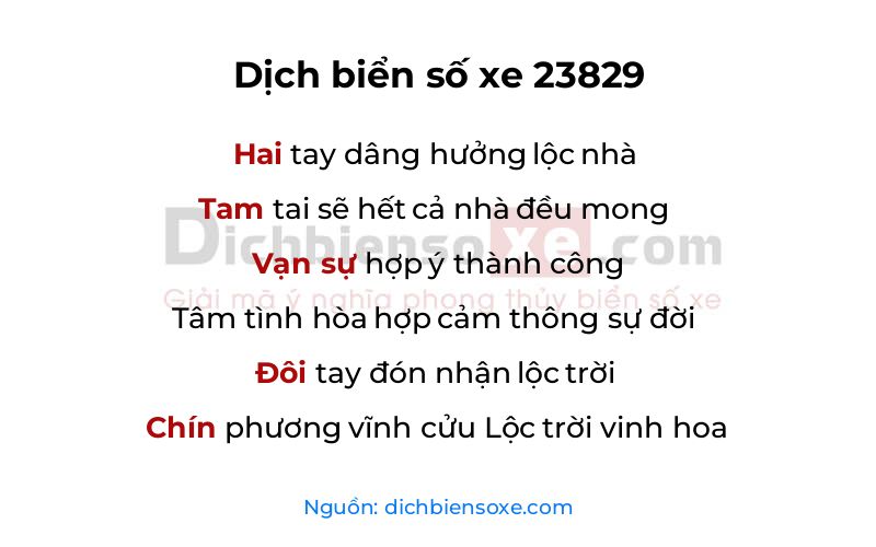 Dịch thơ biển số 23829