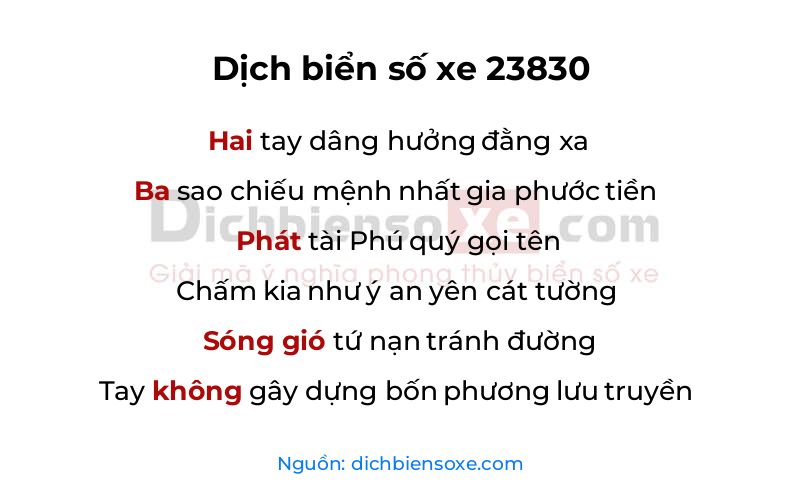Dịch thơ biển số 23830