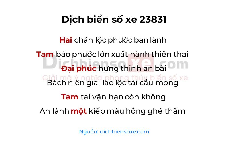 Dịch thơ biển số 23831