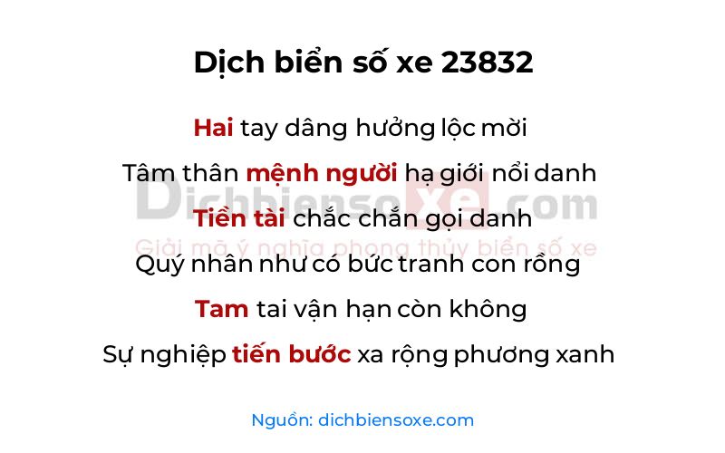 Dịch thơ biển số 23832