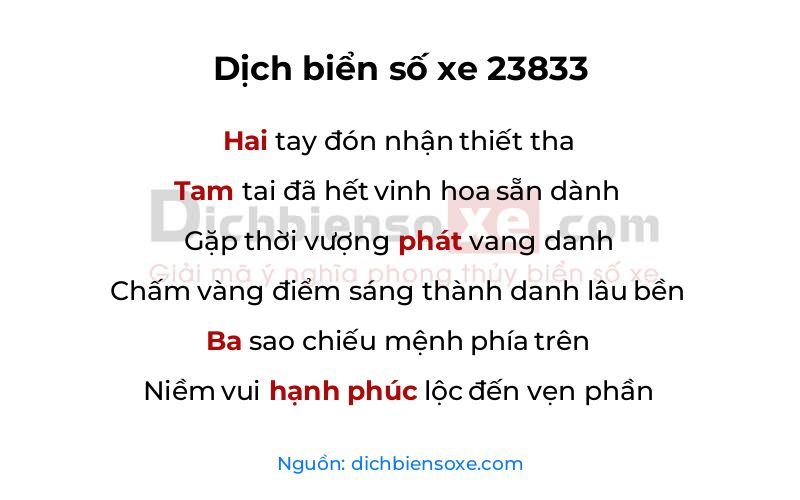 Dịch thơ biển số 23833