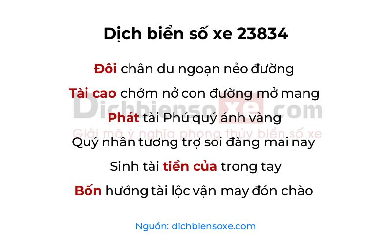 Dịch thơ biển số 23834