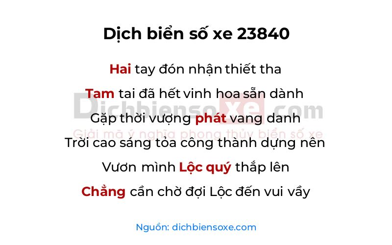 Dịch thơ biển số 23840