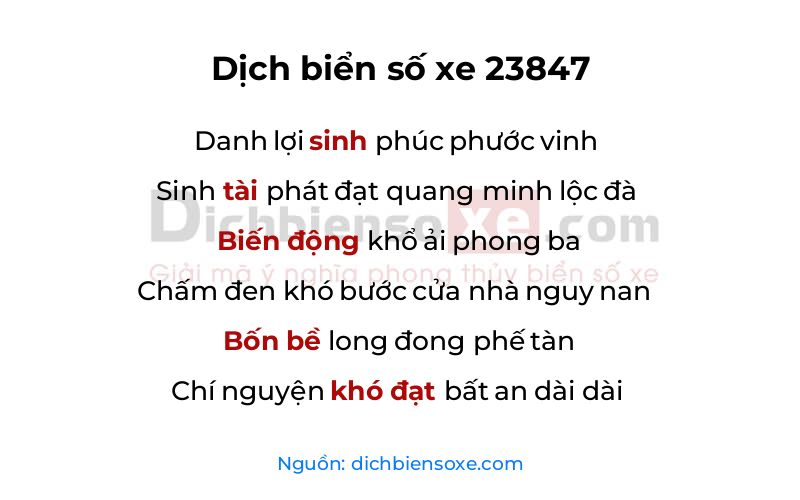 Dịch thơ biển số 23847