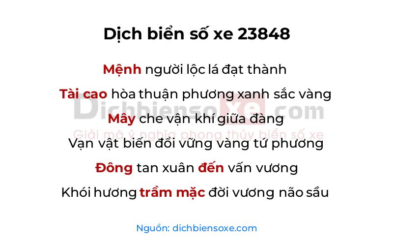 Dịch thơ biển số 23848