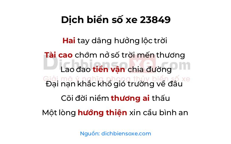 Dịch thơ biển số 23849