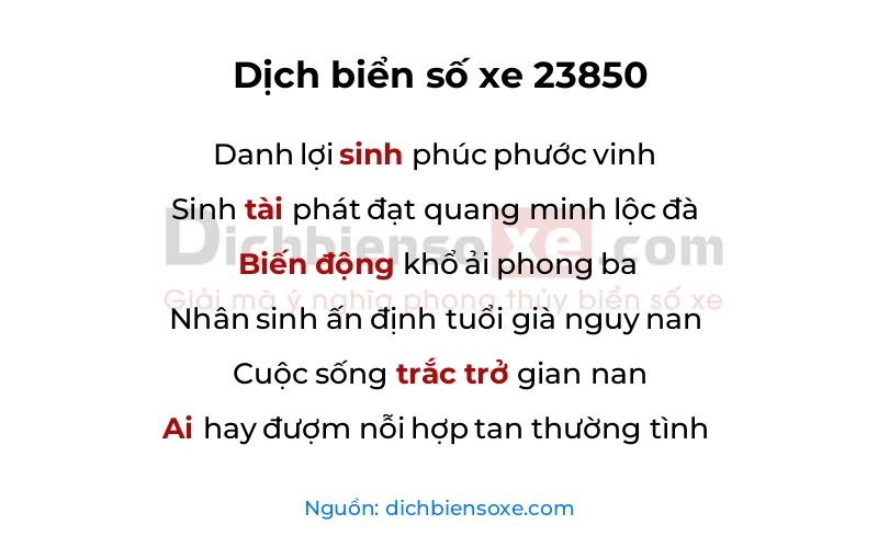 Dịch thơ biển số 23850