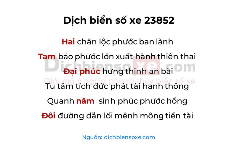 Dịch thơ biển số 23852