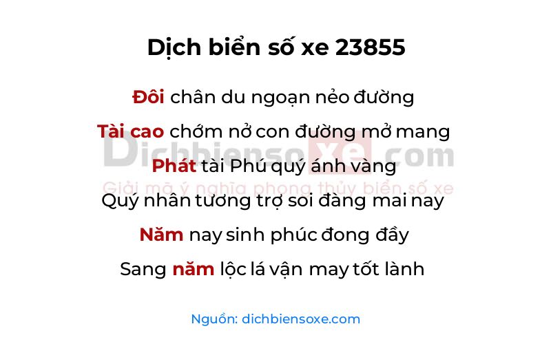 Dịch thơ biển số 23855