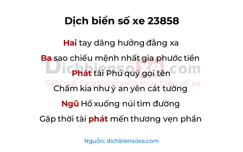 Dịch thơ biển số 23858