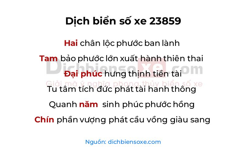 Dịch thơ biển số 23859